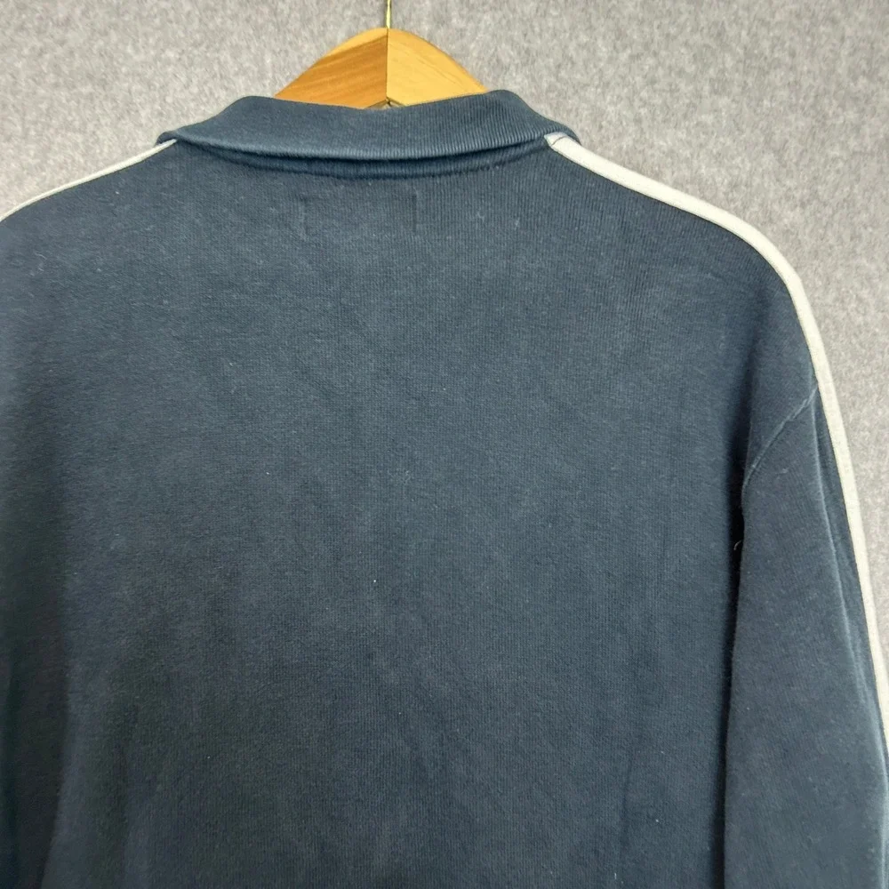 Polo Ralph Lauren 1/4 Zip Pullover Navy Red Stripe Embroidered Crest Mens Large